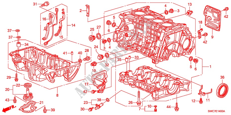 ZYLINDERBLOCK/OELWANNE(2.0L) für Honda CR-V EXECUTIVE 5 Türen 6 gang-Schaltgetriebe 2011