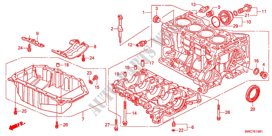 ZYLINDERBLOCK/OELWANNE(2.4L) für Honda CR-V RV-SI 5 Türen 5 gang automatikgetriebe 2011