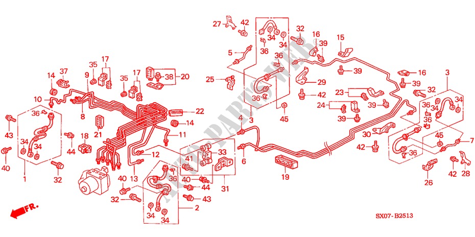 BREMSLEITUNG(RH)(98/99) für Honda SHUTTLE 2.3IES 5 Türen 4 gang automatikgetriebe 1998