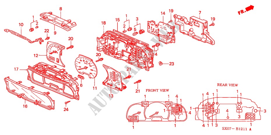 KOMBIINSTRUMENT BAUTEILE(98/99) für Honda SHUTTLE 2.3IES 5 Türen 4 gang automatikgetriebe 1998