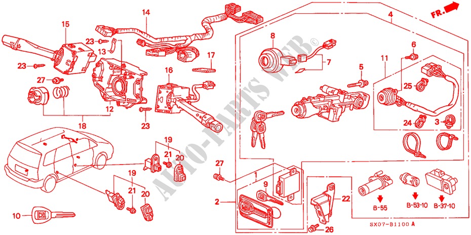 KOMBISCHALTER(LH) (1) für Honda SHUTTLE 2.2IES 5 Türen 4 gang automatikgetriebe 1997