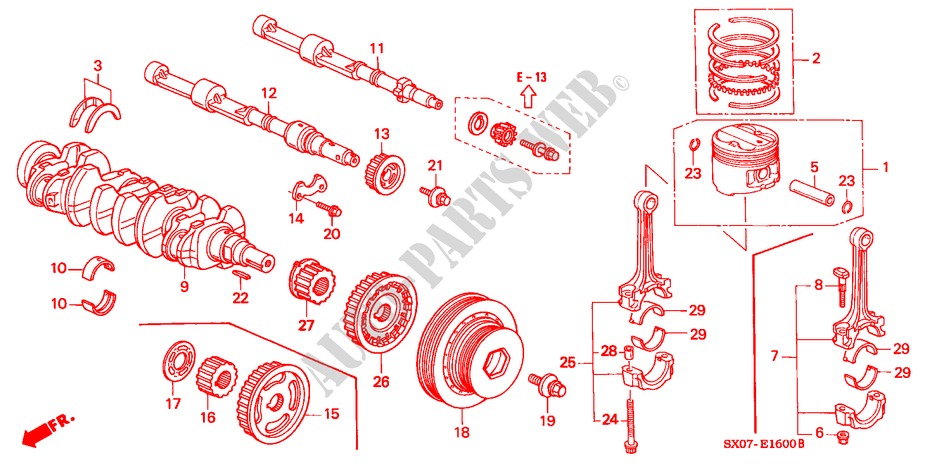 KURBELWELLE/KOLBEN für Honda SHUTTLE 2.2IES 5 Türen 4 gang automatikgetriebe 1997