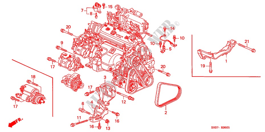 LICHTMASCHINENHALTERUNG/ MOTORVERSTAERKUNG für Honda SHUTTLE 2.2IES 5 Türen 4 gang automatikgetriebe 1997