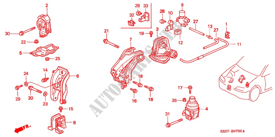MOTORBEFESTIGUNGEN(LH) für Honda SHUTTLE 2.3IES 5 Türen 4 gang automatikgetriebe 1998
