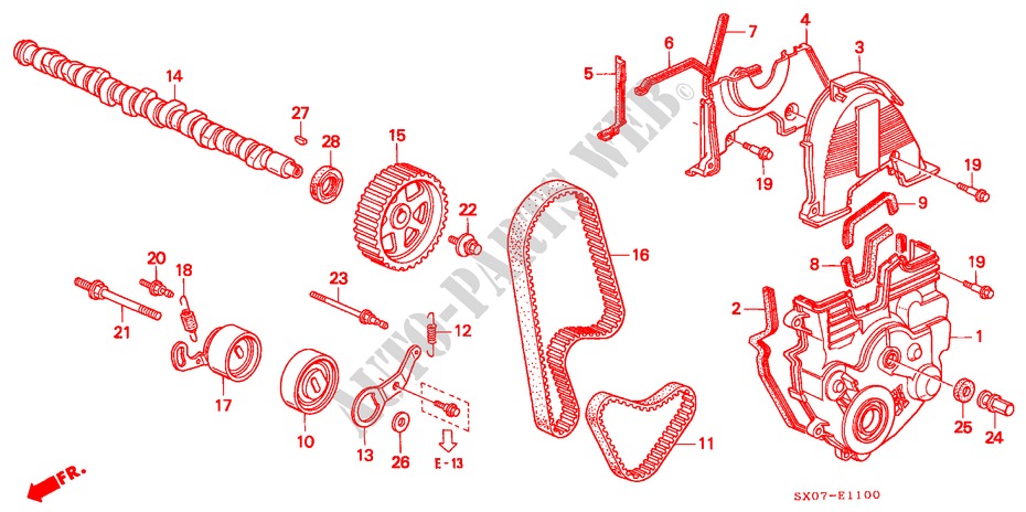 NOCKENWELLE/STEUERRIEMEN (2.2L) für Honda SHUTTLE 2.2IES 5 Türen 4 gang automatikgetriebe 1997