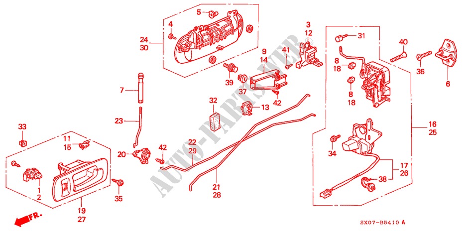 TUERSCHLOESSER, HINTEN für Honda SHUTTLE 2.3IES 5 Türen 4 gang automatikgetriebe 1998