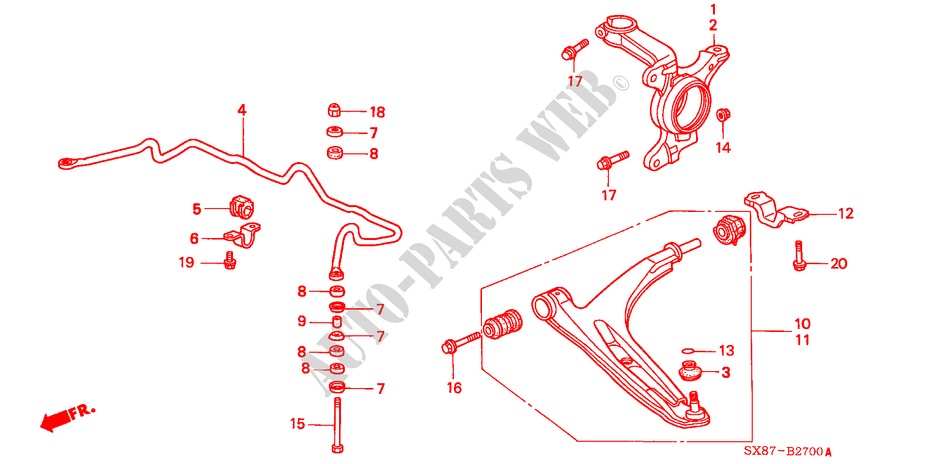 UNTERER ARM, VORNE/GELENK für Honda CITY LI 4 Türen 5 gang-Schaltgetriebe 2000