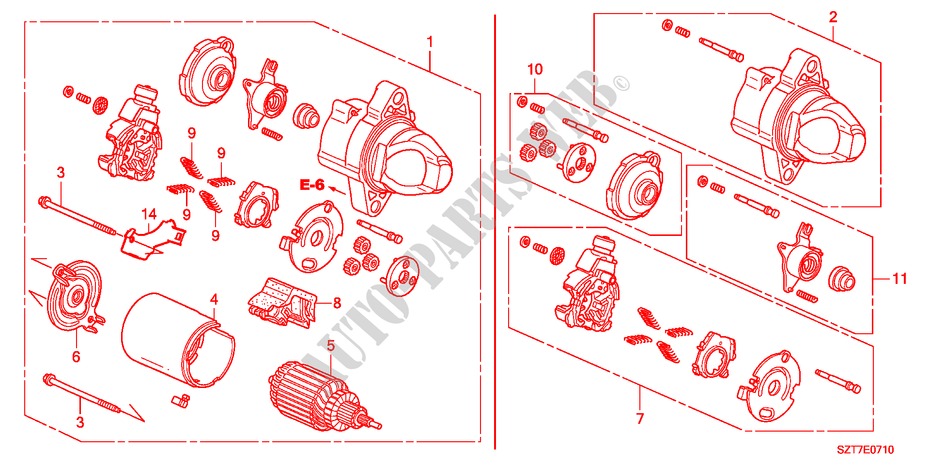 ANLASSER(MITSUBA) für Honda CR-Z TOP 3 Türen 6 gang-Schaltgetriebe 2011