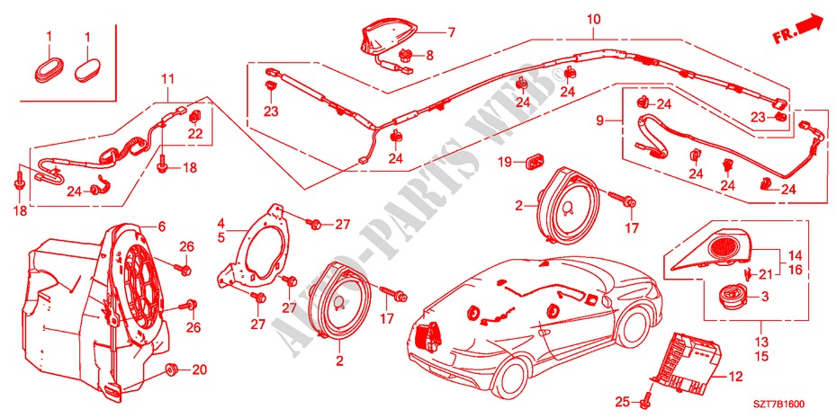 ANTENNE/LAUTSPRECHER(LH) für Honda CR-Z BASE 3 Türen 6 gang-Schaltgetriebe 2011