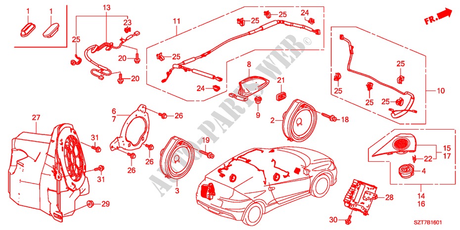 ANTENNE/LAUTSPRECHER(RH) für Honda CR-Z THIS IS 3 Türen 6 gang-Schaltgetriebe 2011