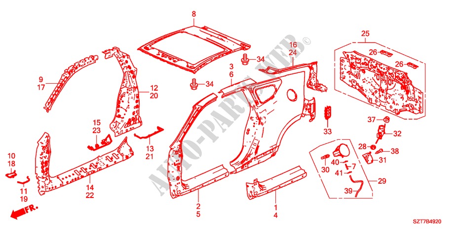 AUSSENBLECHE/TAFEL, HINTEN für Honda CR-Z BASE 3 Türen 6 gang-Schaltgetriebe 2011
