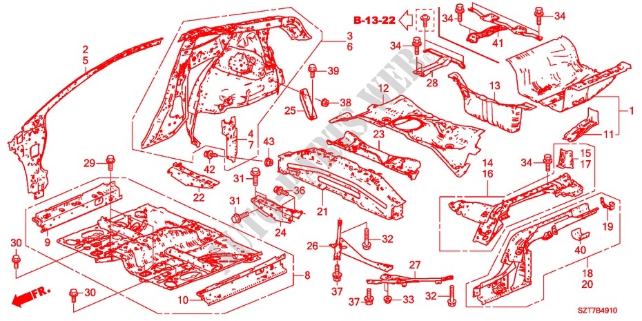 BODEN/INNENBLECHE für Honda CR-Z BASE 3 Türen 6 gang-Schaltgetriebe 2011