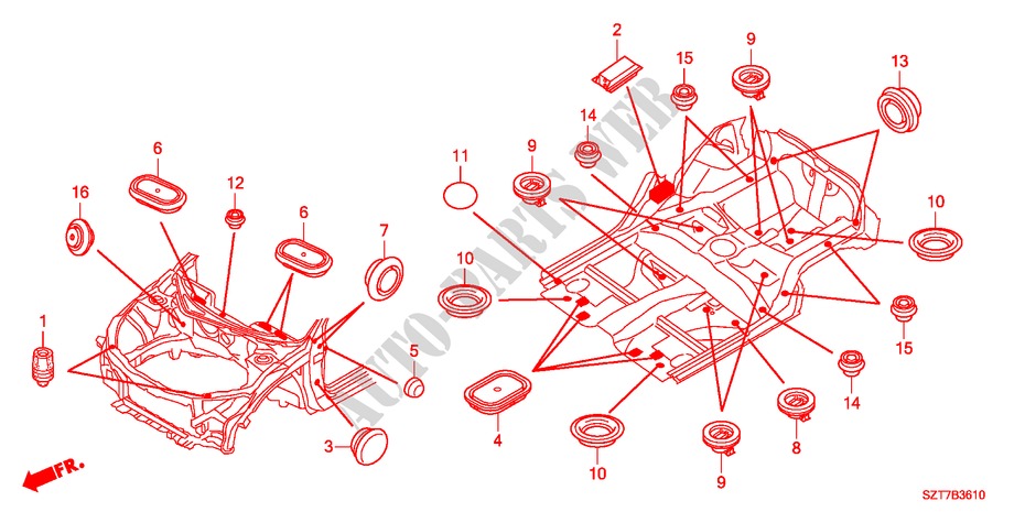 GUMMITUELLE(VORNE) für Honda CR-Z BASE 3 Türen 6 gang-Schaltgetriebe 2011