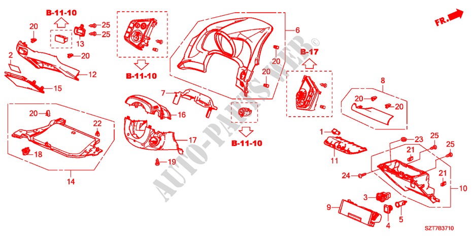 INSTRUMENTENBRETT(FAHRERSEITE)(LH) für Honda CR-Z BASE 3 Türen 6 gang-Schaltgetriebe 2011