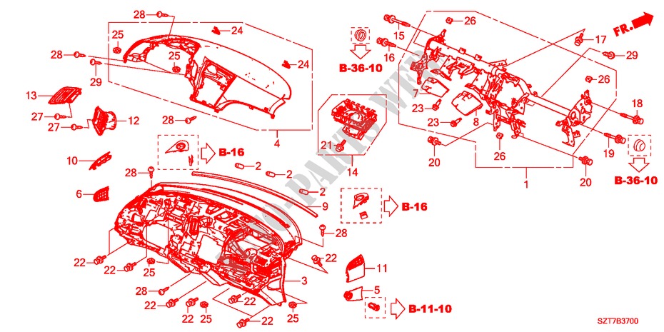 INSTRUMENTENBRETT(LH) für Honda CR-Z TOP 3 Türen 6 gang-Schaltgetriebe 2011