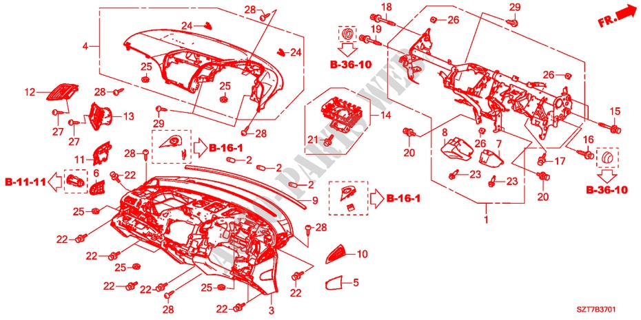 INSTRUMENTENBRETT(RH) für Honda CR-Z TOP 3 Türen 6 gang-Schaltgetriebe 2011