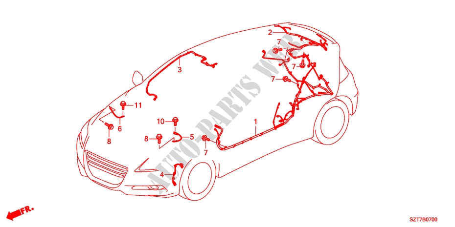 KABELBAUM(1)(LH) für Honda CR-Z BASE 3 Türen 6 gang-Schaltgetriebe 2011