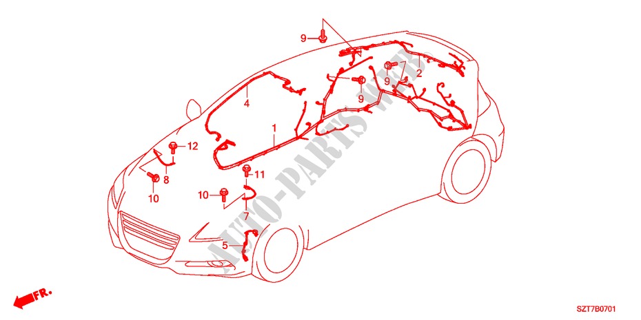 KABELBAUM(1)(RH) für Honda CR-Z TOP 3 Türen 6 gang-Schaltgetriebe 2011