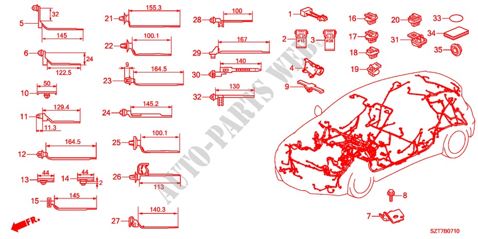 KABELBAUMBAND/BUEGEL(LH) für Honda CR-Z TOP 3 Türen 6 gang-Schaltgetriebe 2011
