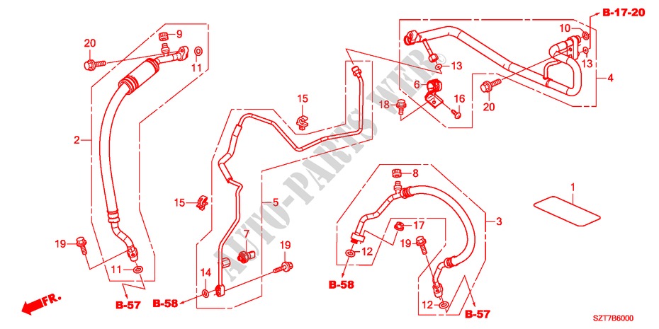 KLIMAANLAGE(SCHLAEUCHE/LEITUNGEN)(LH) für Honda CR-Z BASE 3 Türen 6 gang-Schaltgetriebe 2011