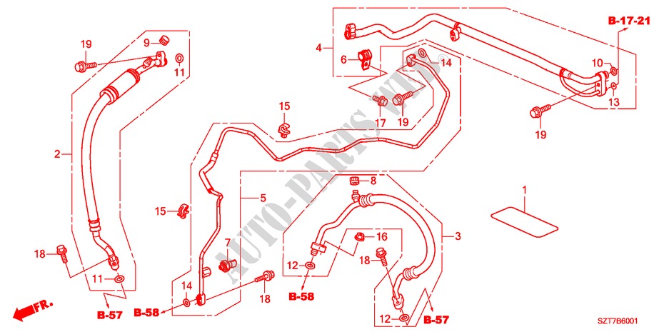 KLIMAANLAGE(SCHLAEUCHE/LEITUNGEN)(RH) für Honda CR-Z TOP 3 Türen 6 gang-Schaltgetriebe 2011