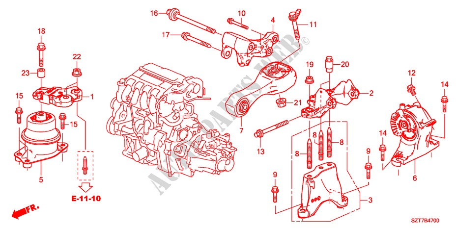 MOTORBEFESTIGUNGEN für Honda CR-Z BASE 3 Türen 6 gang-Schaltgetriebe 2011