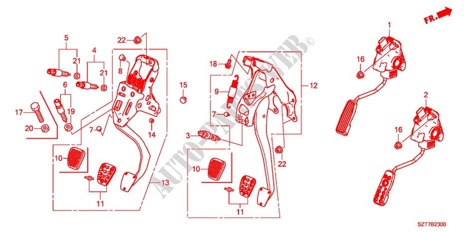 PEDAL(LH) für Honda CR-Z BASE 3 Türen 6 gang-Schaltgetriebe 2011