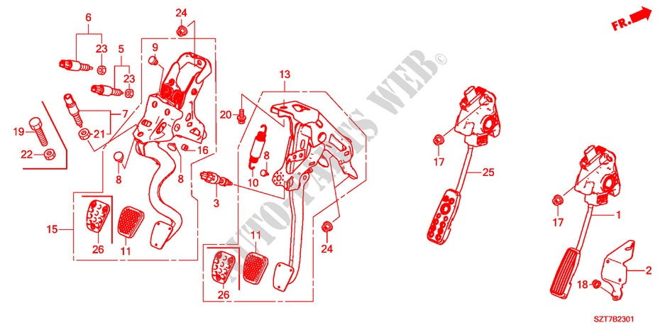 PEDAL(RH) für Honda CR-Z THIS IS 3 Türen 6 gang-Schaltgetriebe 2011