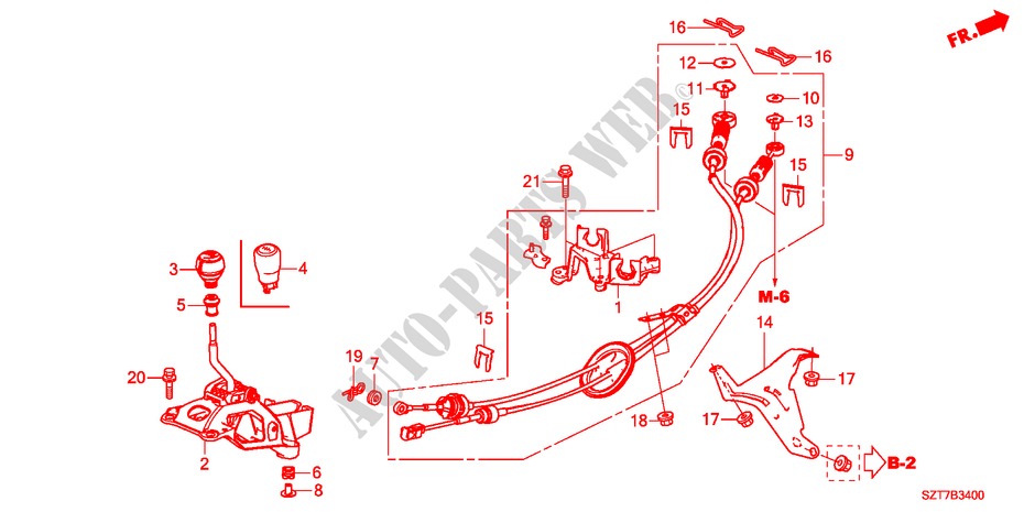 SCHALTHEBEL für Honda CR-Z BASE 3 Türen 6 gang-Schaltgetriebe 2011