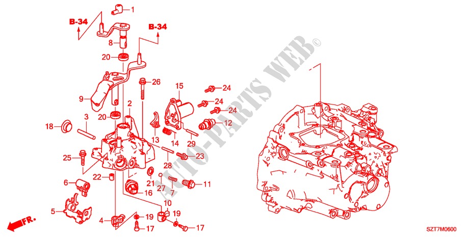 SCHALTHEBEL/SCHALTARM für Honda CR-Z BASE 3 Türen 6 gang-Schaltgetriebe 2011