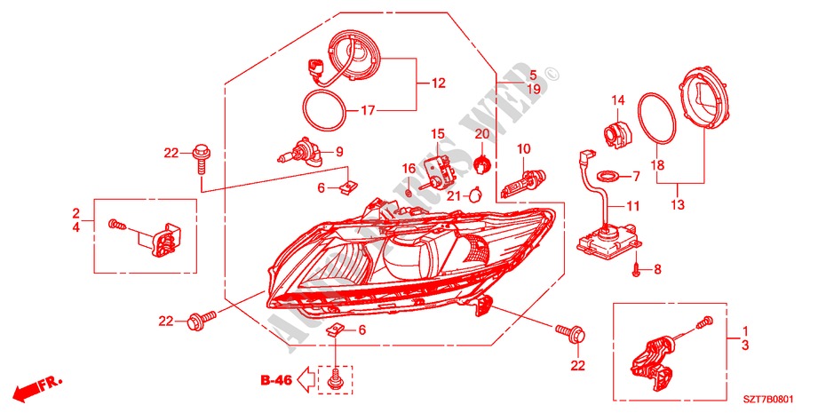 SCHEINWERFER(HID) für Honda CR-Z TOP 3 Türen 6 gang-Schaltgetriebe 2011