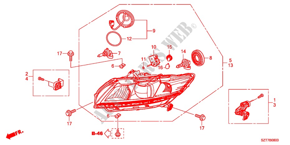 SCHEINWERFER für Honda CR-Z BASE 3 Türen 6 gang-Schaltgetriebe 2011