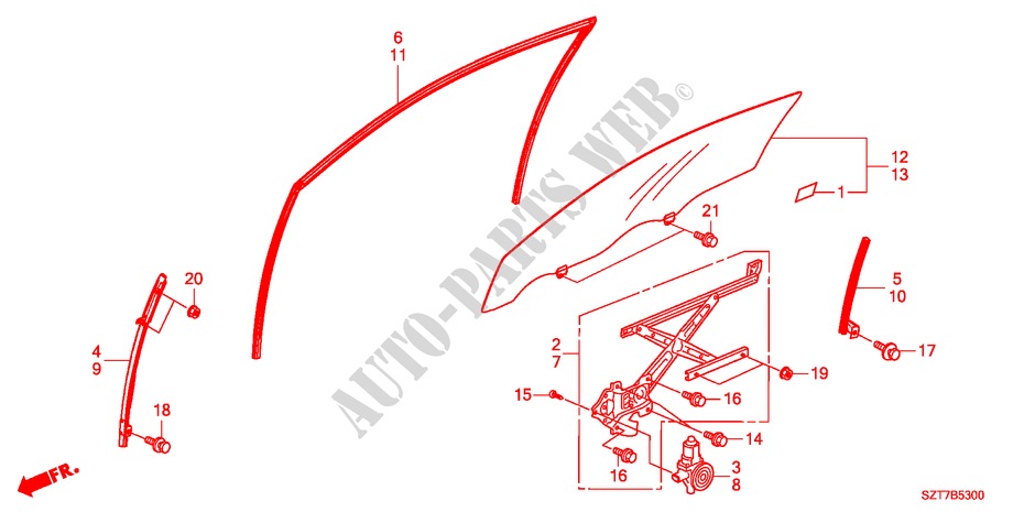 TUERFENSTER/REGLER für Honda CR-Z BASE 3 Türen 6 gang-Schaltgetriebe 2011