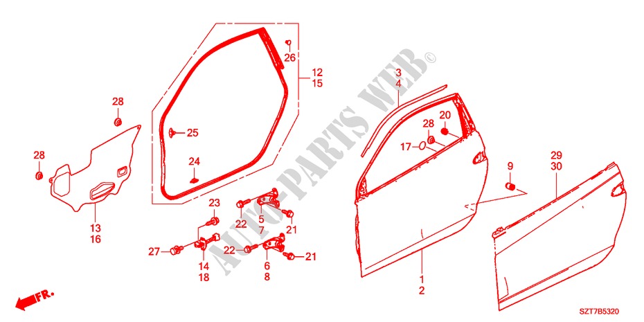 TUERTAFELN für Honda CR-Z TOP 3 Türen 6 gang-Schaltgetriebe 2011