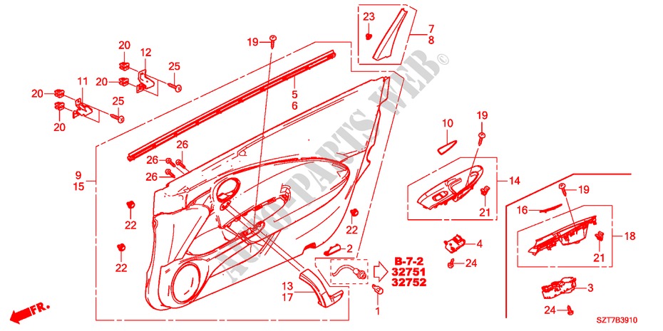 TUERVERKLEIDUNG(LH) für Honda CR-Z TOP 3 Türen 6 gang-Schaltgetriebe 2011