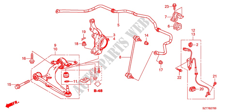UNTERER ARM, VORNE für Honda CR-Z BASE 3 Türen 6 gang-Schaltgetriebe 2011
