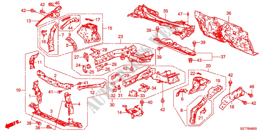 VORDERE TRENNWAND/STIRNWAND für Honda CR-Z BASE 3 Türen 6 gang-Schaltgetriebe 2011