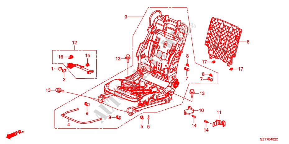 VORNE SITZKOMPONENTEN(R.)(MANUELLE HOEHE) für Honda CR-Z THIS IS 3 Türen 6 gang-Schaltgetriebe 2011