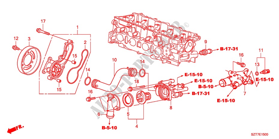 WASSERPUMPE für Honda CR-Z TOP 3 Türen 6 gang-Schaltgetriebe 2011