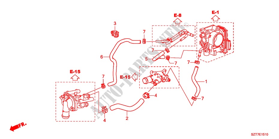 WASSERSCHLAUCH für Honda CR-Z BASE 3 Türen 6 gang-Schaltgetriebe 2011