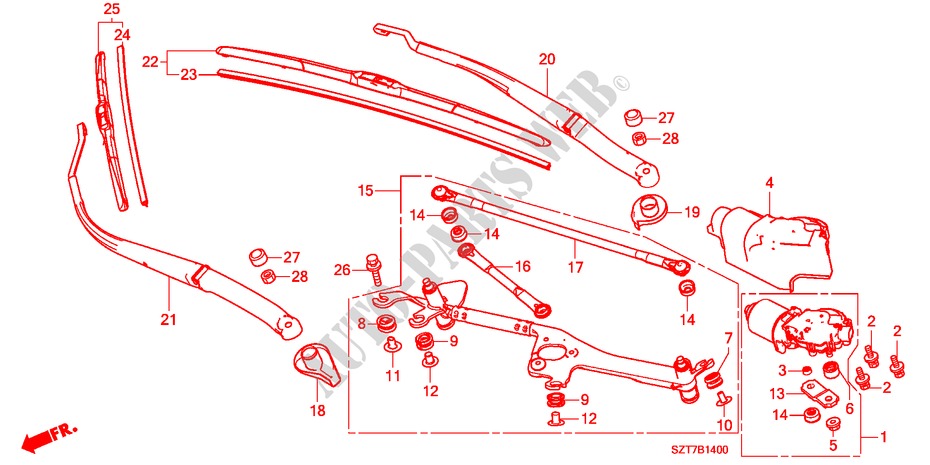 WINDSCHUTZSCHEIBENWISCHER(LH) für Honda CR-Z BASE 3 Türen 6 gang-Schaltgetriebe 2011