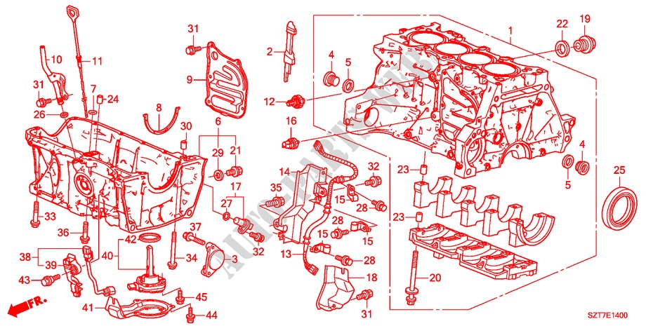 ZYLINDERBLOCK/OELWANNE für Honda CR-Z THIS IS 3 Türen 6 gang-Schaltgetriebe 2011