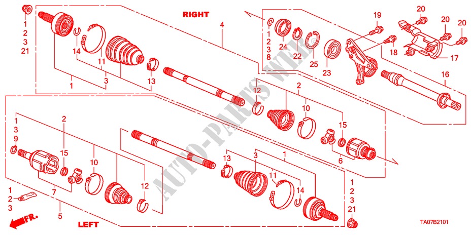 ANTRIEBSWELLE, VORNE/HALBWELLE(V6) für Honda ACCORD 3.5 EX 4 Türen 5 gang automatikgetriebe 2011