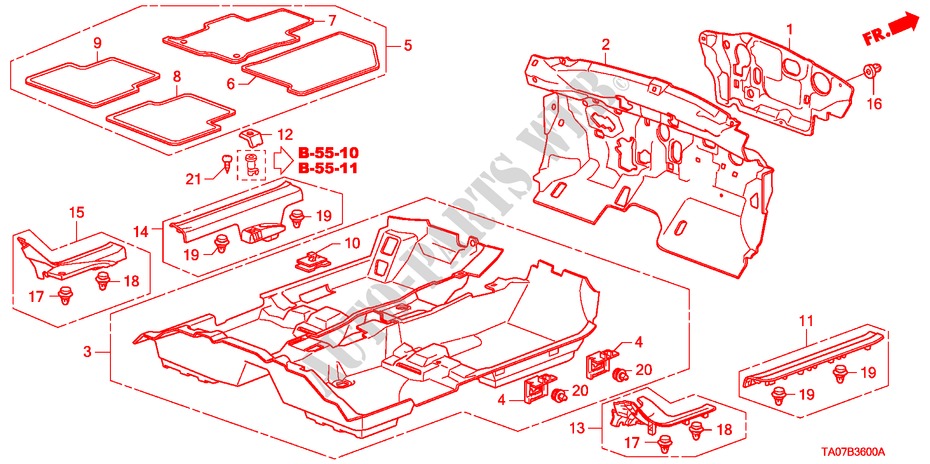 BODENMATTE für Honda ACCORD 3.5 EX 4 Türen 5 gang automatikgetriebe 2011
