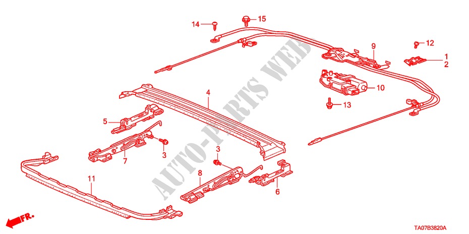 DACHGLEITTEILE für Honda ACCORD 3.5 EX 4 Türen 5 gang automatikgetriebe 2011