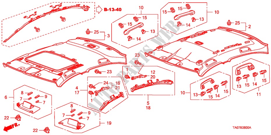 DACHVERKLEIDUNG für Honda ACCORD 3.5 EX 4 Türen 5 gang automatikgetriebe 2011