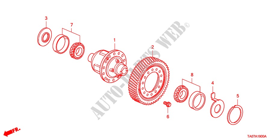 DIFFERENTIAL(V6) für Honda ACCORD 3.5 EX 4 Türen 5 gang automatikgetriebe 2011