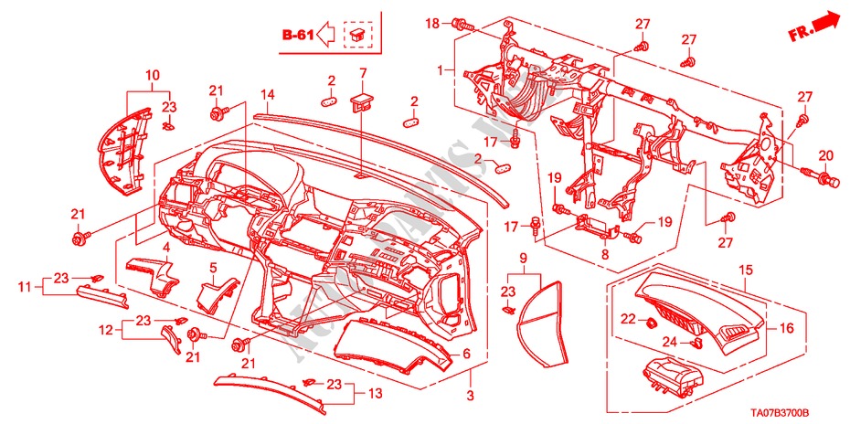 INSTRUMENTENBRETT für Honda ACCORD 3.5 EX 4 Türen 5 gang automatikgetriebe 2011