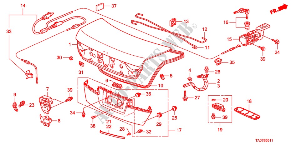 KOFFERRAUMDECKEL('11) für Honda ACCORD 3.5 EX 4 Türen 5 gang automatikgetriebe 2011