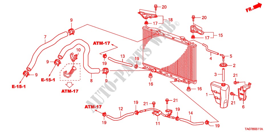 KUEHLERSCHLAUCH/RESERVETANK(V6) für Honda ACCORD 3.5 EX 4 Türen 5 gang automatikgetriebe 2011